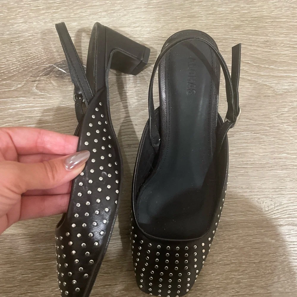 NWOT Alohas Black Studded Slingback Heel Mules - Picture 4 of 5